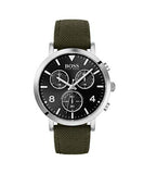 Hugo Boss Vesada Grey Dial Green Nylon Strap Watch for Men - 1513692