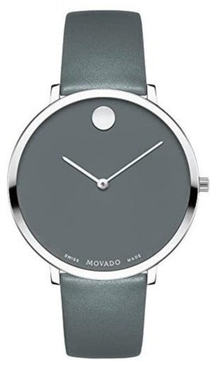 Movado Museum 70th Anniversary Grey Dial Grey Leather Strap Watch For Women - 0607144