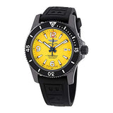 Breitling Superocean Automatic 46mm Yellow Dial Black Rubber Strap Watch for Men - M17368D71I1S1