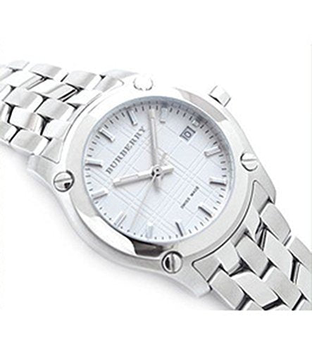 Burberry Heritage Check White Dial Silver Steel Strap Watch for Women - BU1853