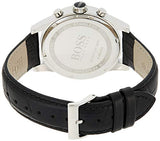 Hugo Boss Jet Silver Dial Black Leather Strap Watch for Men - 1513282