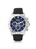 Hugo Boss Ikon Blue Dial Black Leather Strap Watch for Men - 1513176