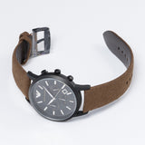 Emporio Armani Chronograph Black Dial Brown Leather Strap Watch For Men - AR11078