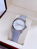 Tissot T Classic Couturier Silver Dial Light Blue Leather Strap Watch For Women - T035.210.16.031.02