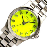 Marc Jacobs Henry Neon Yellow Dial Silver Stainless Steel Strap Watch for Women - MBM3201