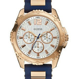 Guess Interpid White & Rose Gold Dial Blue Silicone Strap Watch For Women - W0325L8