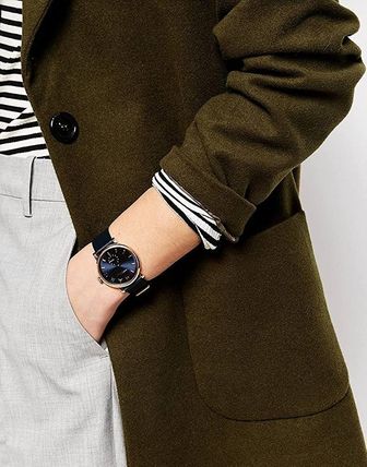 Marc Jacobs Baker Navy Blue Dial Navy Blue Leather Strap Watch for