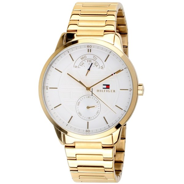 Tommy Hilfiger Hunter White Dial Gold Stainless Steel Strap Watch for Men - 1791609