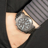 Marc Jacobs Larry Chronograph Black Dial Gunmetal Ion Plated Stainless Steel Strap Watch for Men - MBM5031