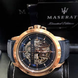 Maserati Automatic Blue Dial Blue Leather Strap Watch For Men - R8821119005