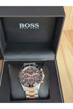 Hugo Boss Here Chronograph Black Dial Two Tone Steel Strap Watch for Men - 1513757