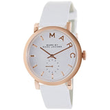 Marc Jacobs Baker White Dial White Leather Strap Watch for Women - MBM1283