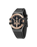 Maserati Potenza Quartz Black Dial Black Leather Strap Watch For Men - R8851108032