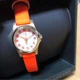 Marc Jacobs Henry Dinky White Dial Orange Leather Strap Watch for Women - MBM1236