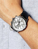 Emporio Armani Classic Chronograph Silver Dial Black Leather Strap Watch For Men - AR2432