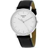 Tissot T Classic Everytime Large White Dial Black Leather Strap Watch For Men - T109.610.16.031.00