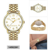 Coach Delancey Classic White Dial Gold Steel Strap Watch for Women - 14502261