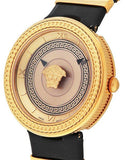 Versace V Metal Icon Gold Dial Black & Gold Strap Watch for Women - VLC030014