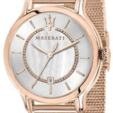 Maserati Epoca Mother of Pearl Dial Rose Gold Mesh Strap Watch For Women - R8853118506