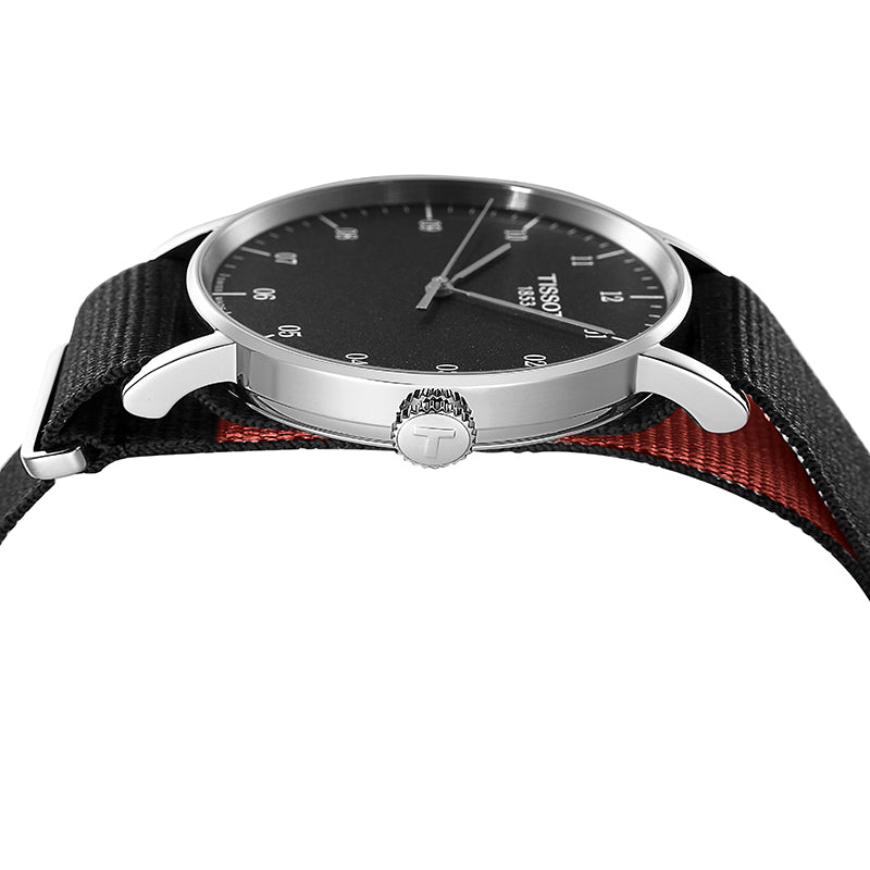 Tissot Everytime Medium Black Dial Black NATO Strap Watch For Men - T109.410.17.077.00