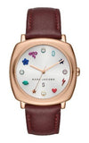 Marc Jacobs Mandy White Dial Brown Leather Strap Watch for Women - MJ1598