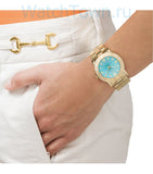 Marc Jacobs Amy Turquoise Dial Gold Stainless Steel Strap Watch for Women - MBM3220