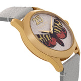 Gucci G Timeless Butterfly White Dial White Leather Strap Watch For Women - YA1264062