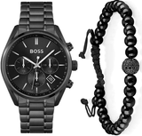 Hugo Boss Champion Black Dial Black Steel Strap Watch for Men - 1513960