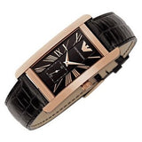 Emporio Armani Classic Black & Rose Gold Dial Black Leather Strap Watch For Men - AR0168