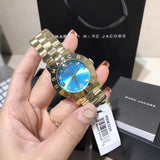 Marc Jacobs Amy Turquoise Dial Gold Stainless Steel Strap Watch for Women - MBM3220