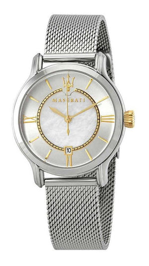 Maserati Epoca Mother of Pearl Dial Silver Mesh Strap Watch For Women - R8853118504