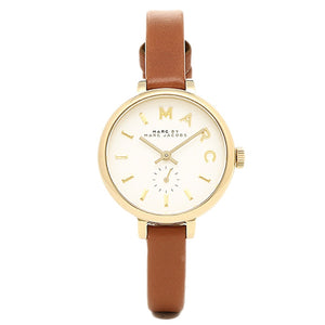 Marc Jacobs Sally White Dial Brown Leather Strap Watch for Women - MBM1351