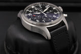 IWC Pilot's Watch Chronograph Black Dial Black Leather Strap Watch for Men - IW377709