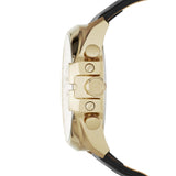 Diesel Mega Chief Gold & Black Dial Black Leather Strap Watch For Men - DZ4344
