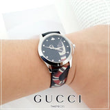 Gucci Le Marche Des Merveilles Black Dial Black Leather Strap Unisex Watch - YA1264007