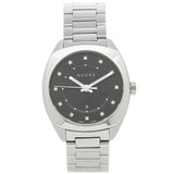 Gucci GG2570 Diamonds Black Dial Silver Steel Strap Watch For Women - YA142404