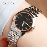 Gucci G Timeless Black Dial Two Tone Steel Strap Watch For Women - YA126512
