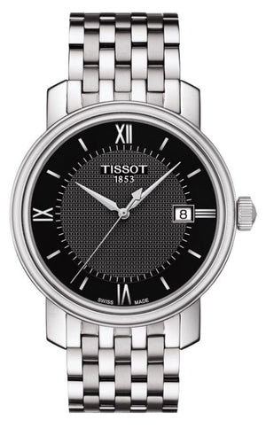 Tissot T Classic Bridgeport Black Dial Silver Steel Strap Watch For Men - T097.410.11.058.00