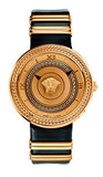 Versace V Metal Icon Gold Dial Black & Gold Strap Watch for Women - VLC030014