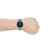 Emporio Armani Aviator Chronograph Blue Dial Silver Steel Strap Watch For Men - AR11238