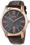 Hugo Boss Ambassador Grey Dial Brown Leather Strap Watch for Men - 1513387