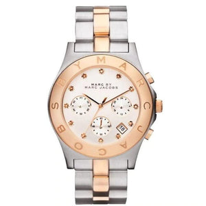 Marc Jacobs Blade Silver Dial Two Tone Stainless Steel Strap Watch for Women - MBM3178