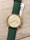 Emporio Armani Chronograph Champagne Dial Green Leather Strap Watch For Men - AR1722