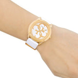 Guess G Twist White & Gold Dial White Silicone Strap Watch For Women - W0911L5