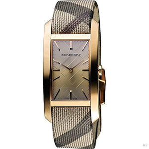Burberry The Pioneer Rose Gold Dial Haymarket Brown Leather Strap Watch for Women - BU9408