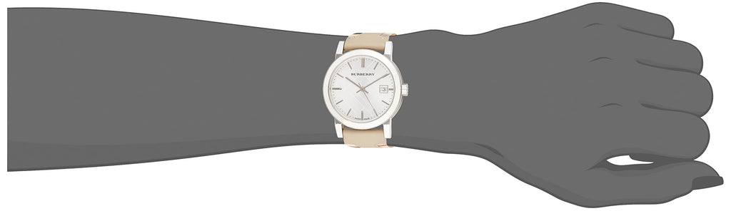 Burberry The City White Dial Beige Leather Strap Watch for Women - BU9132