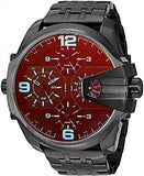 Diesel Uber Chief Chronograph Red Dial Black Steel Strap Watch For Men - DZ7373