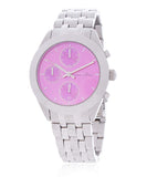 Marc Jacobs Peeker Pink & Purple Dial Silver Stainless Steel Strap Watch for Women - MBM3372