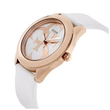 Guess G Twist White & Gold Dial White Silicone Strap Watch For Women - W0911L5