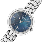 Tissot T Lady Flamingo Blue Mother of Pearl Dial Silver Steel Strap Watch For Women - T094.210.11.121.00